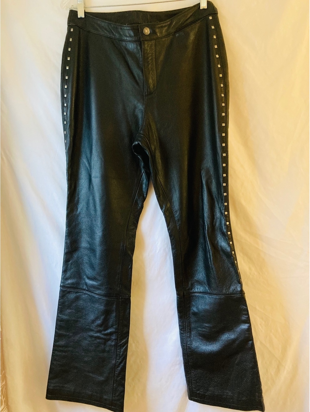 Vintage 2002 Harley Davidson Womens 10 Leather Studded Motorcycle Pants Black